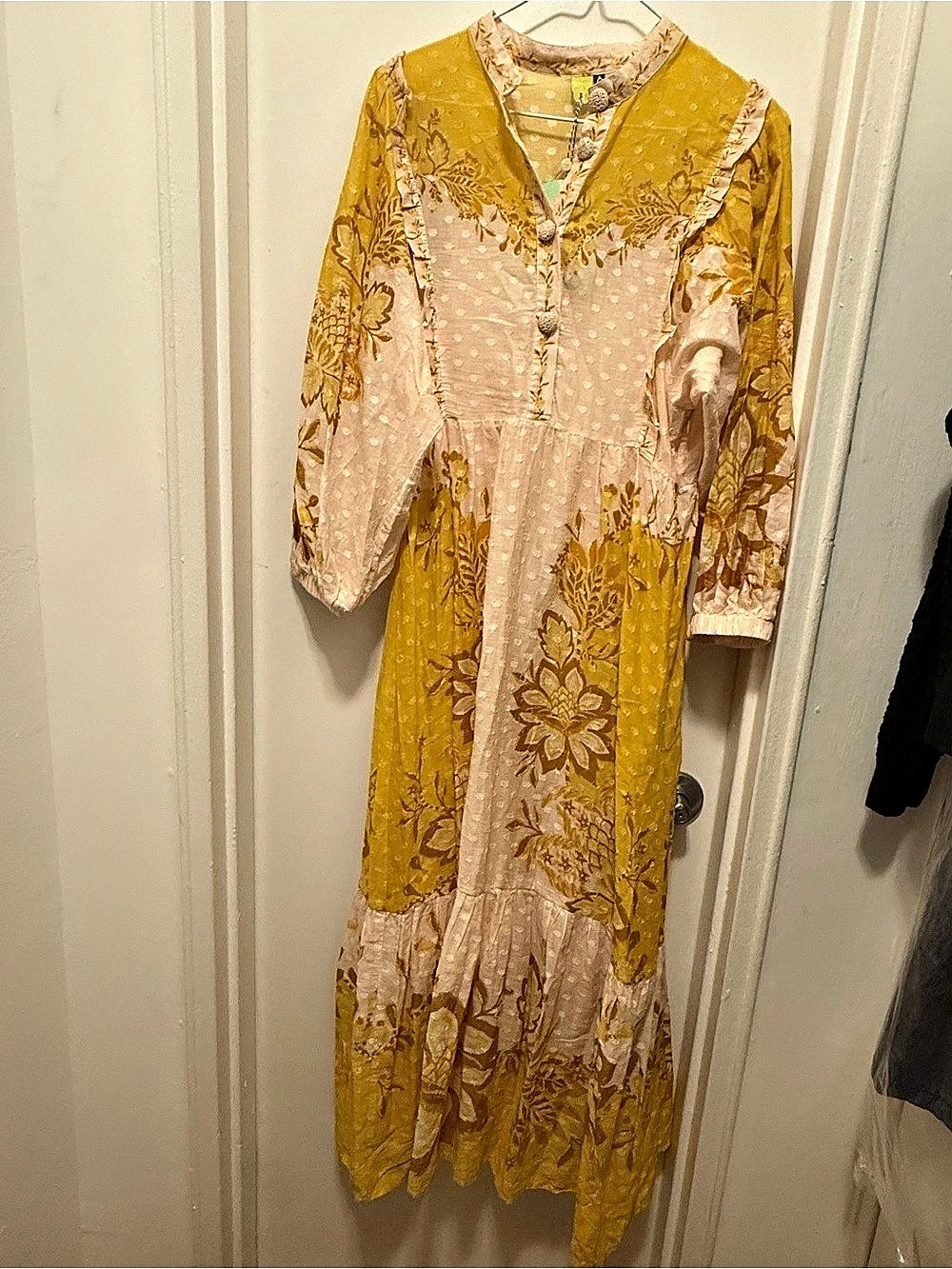 Floral Maxi Dress in Yellow & Cream Like New